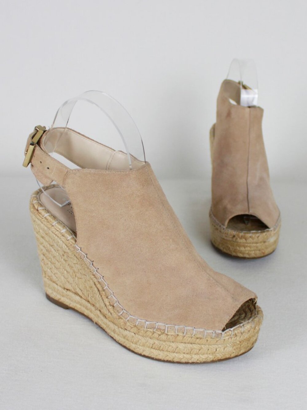 Kenneth Cole NY Odette Sandy Beige Suede Espradille Plaform Wedge Sandals